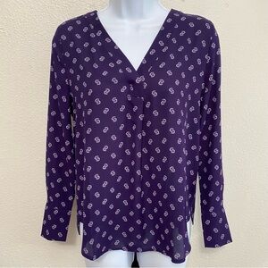 Women’s Horseshoe Pattern Purple Top XXSP Western Office Siren Lightweight